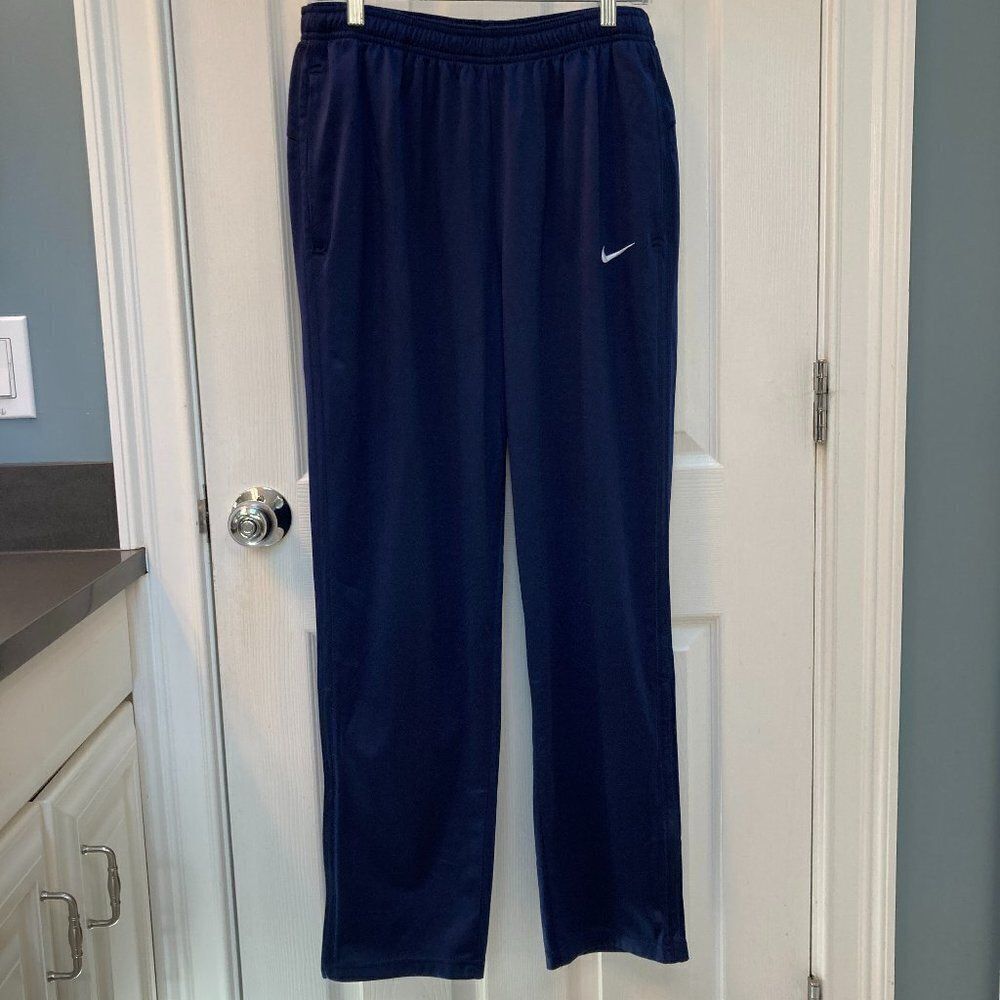 Nike Athletic Track Pants Dual Zip Leggings Dark Blue Size Large